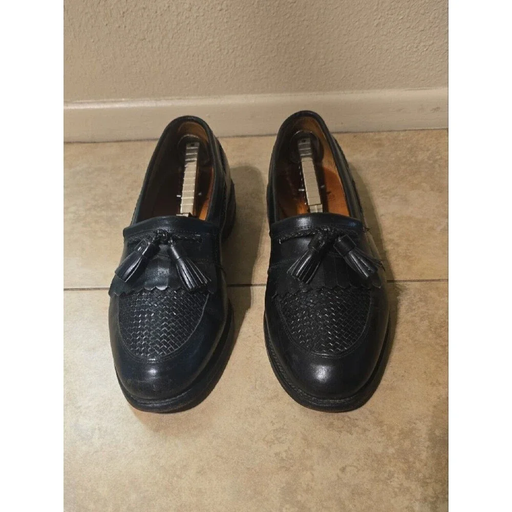 Allen Edmonds Black Leather Tassel Woven Loafers